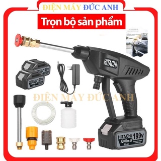 Máy rửa xe áp lực cao rửa xe máy cao áp cầm tay total Pin Hitachi 199V mini bình phun bọt tuyết gia đình giá rẻ