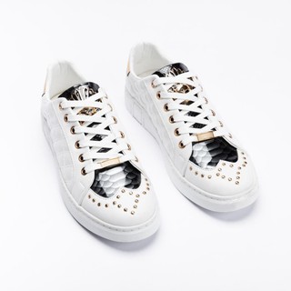 Giày sneaker nam trắng đính đá họa tiết nổi bật kiểu dáng thể thao năng động GB140