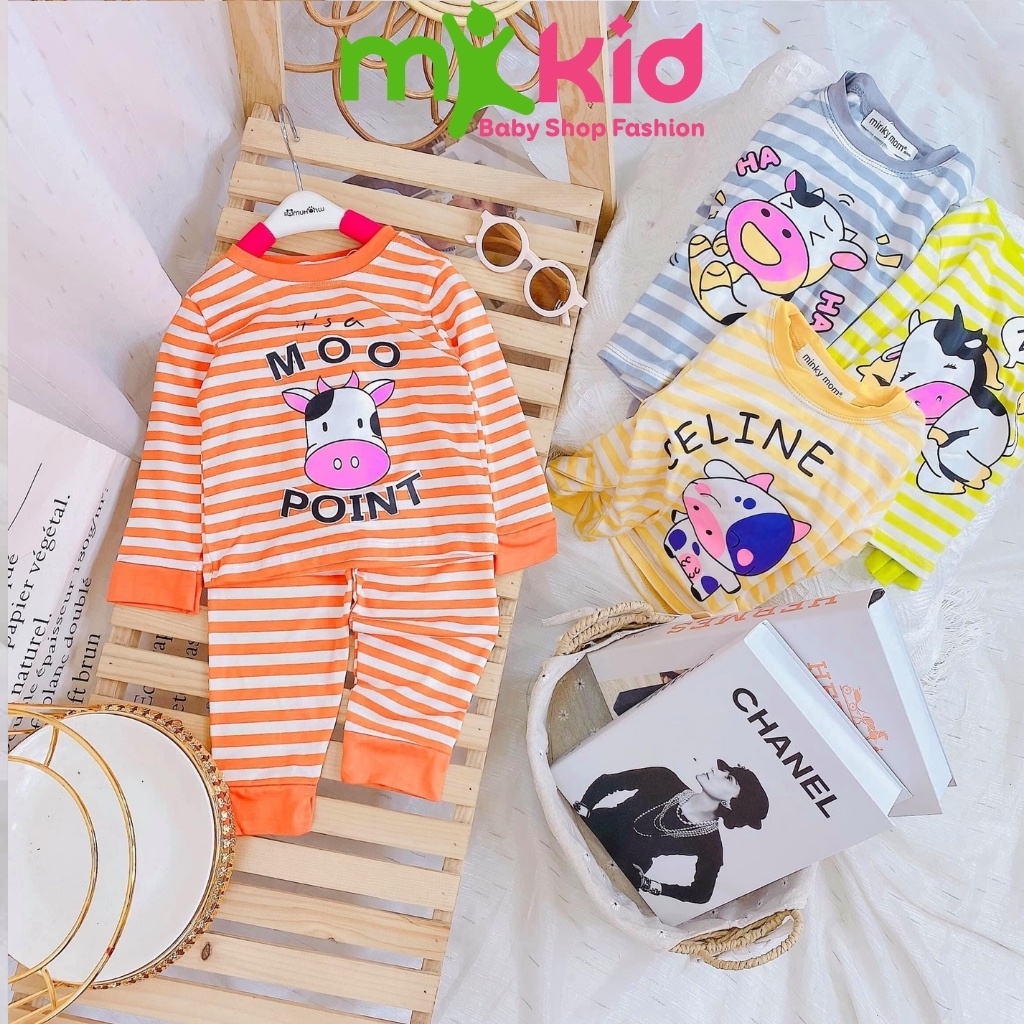 Bộ Thu Đông Cho Bé  Bộ Minky Mom Dài Tay Cho Bé Trai Bé Gái  Chất Cotton Cao Cấp Siêu Co Giãn Thấm Hút Mồ Hôi Tốt