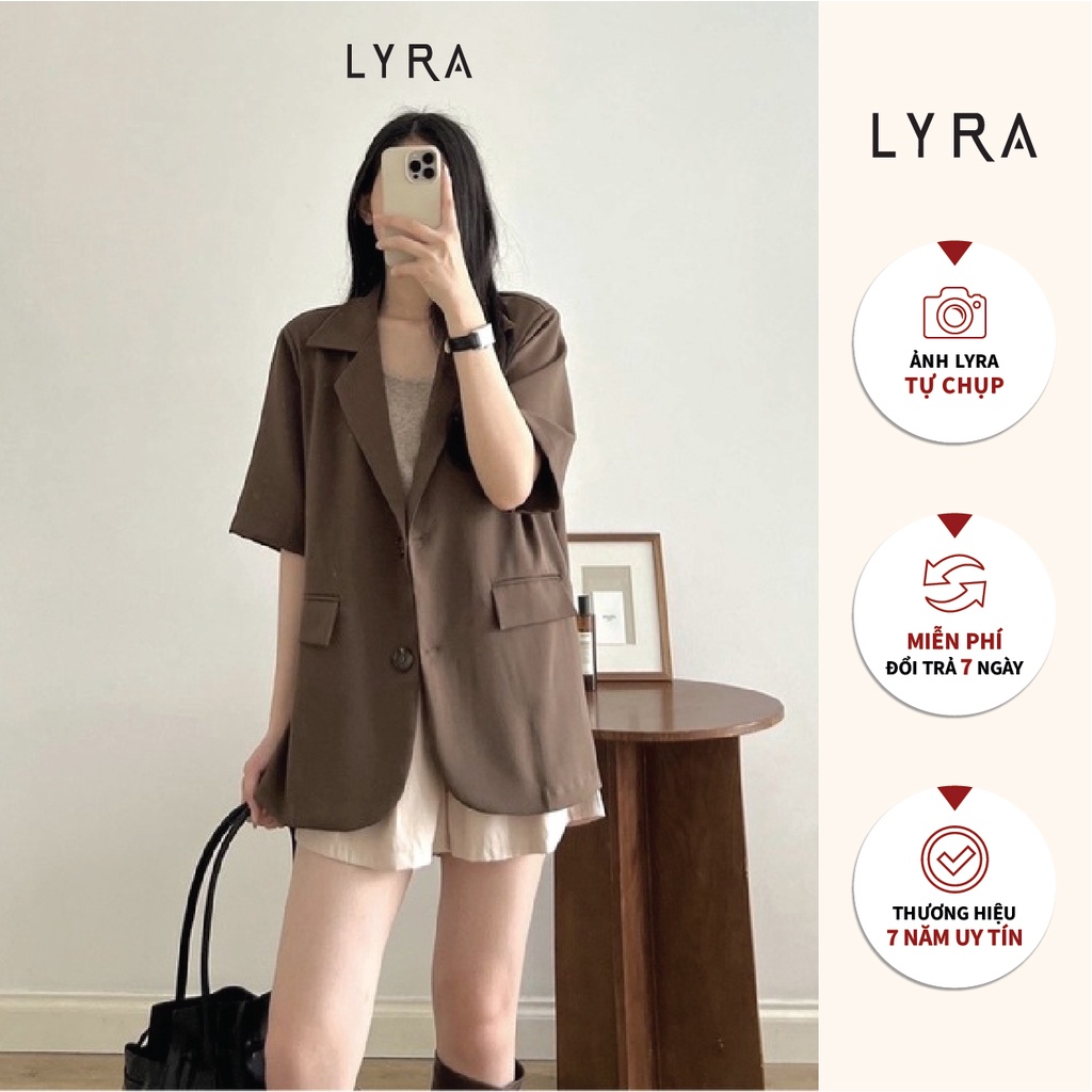 Áo blazer ngắn tay có độn vai LYRA, chất tuyết hàn không nhăn xinh xắn-VSYAK0065 | WebRaoVat - webraovat.net.vn