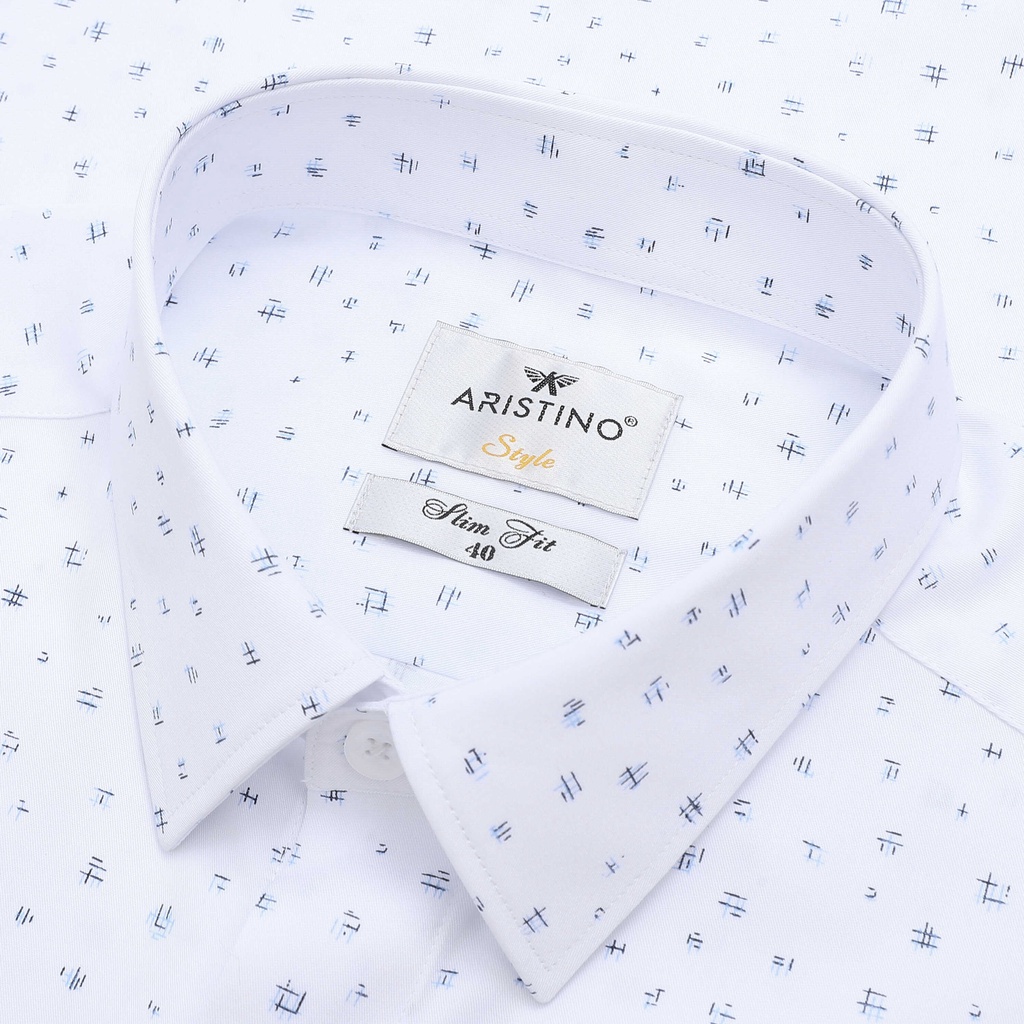 Áo sơ mi nam dài tay ARISTINO màu trắng in họa tiết tinh tế, thanh lịch -  ALS02702