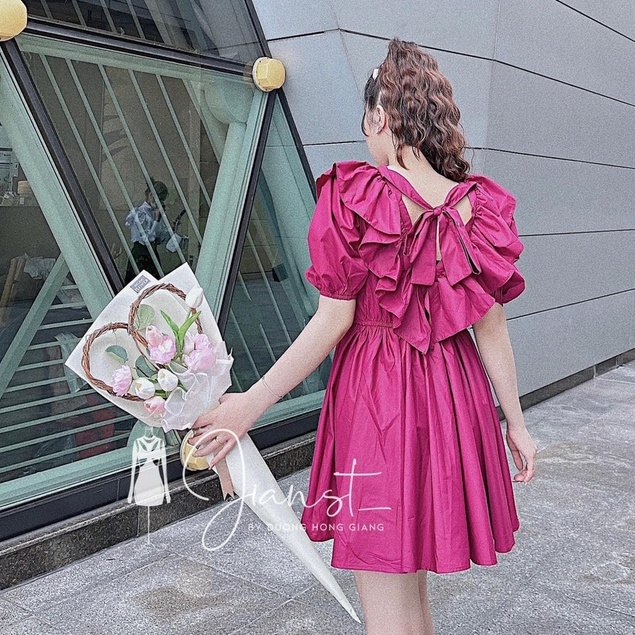 Váy maxi nữ cánh tiên tay bồng dáng xòe sexy đầm xòe nữ hở lưng TH218 | BigBuy360 - bigbuy360.vn