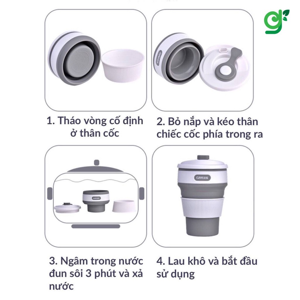 Ly gấp gọn sillicon Madoca đủ màu để uống cà phê trà nước nóng lạnh tiện lợi 350ml/550ml