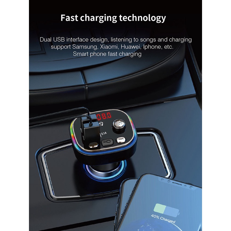 Bộ Sạc Xe Hơi USB 3.1A FM Bluetooth 5.0 Chuyên Dụng Tiện Lợi