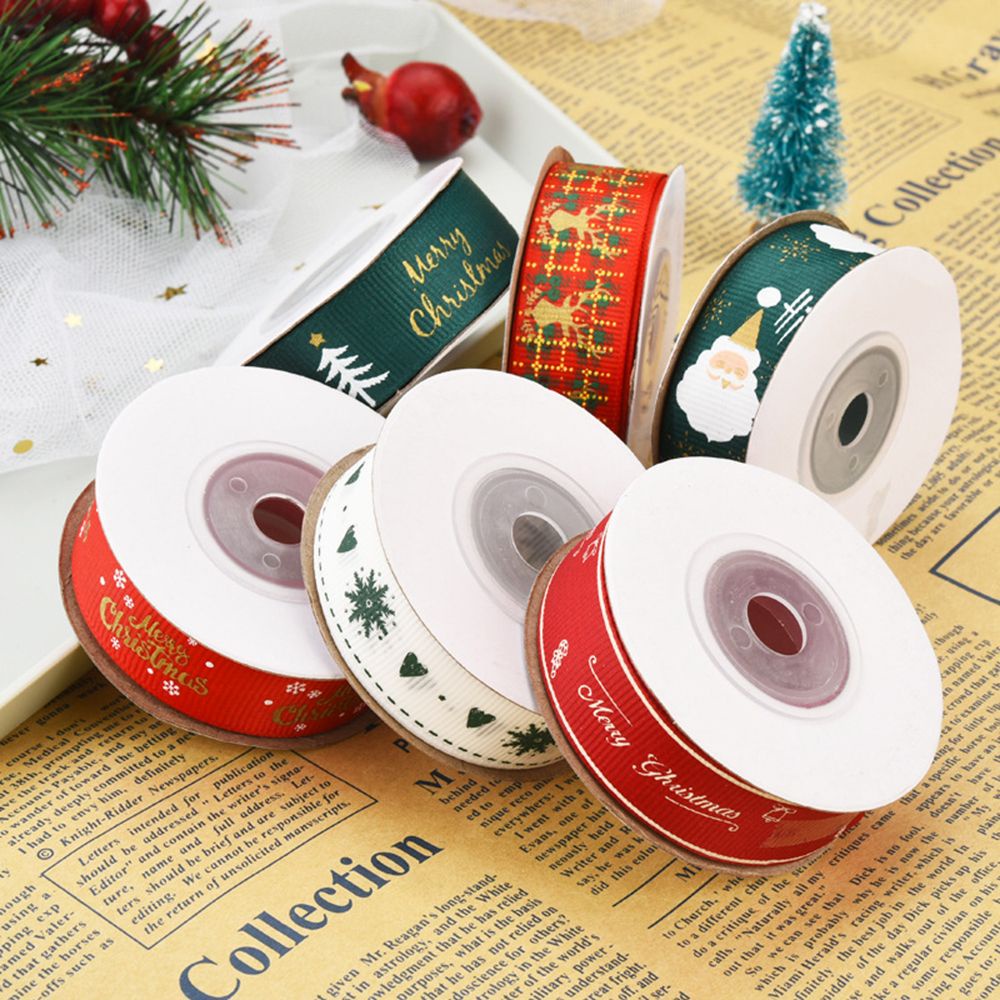 Cuộn dây ruy băng polyester rộng 2cm in họa tiết giáng sinh đẹp mắt dùng trang trí diy