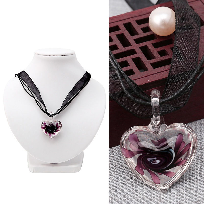 Vòng cổ Mặt Kính Hình Trái Tim Màu Tím