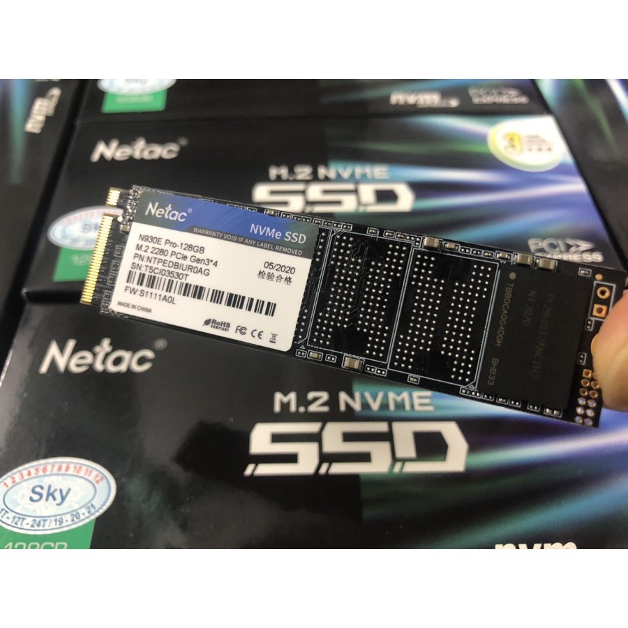 SSD Netac 128GB M.2 2280 NVMe PCIe N930E Pro Gen3*4 Chính Hãng Dùng Cho Máy Tính Laptop PC MacBook Bảo Hành 36T 1 Đổi 1