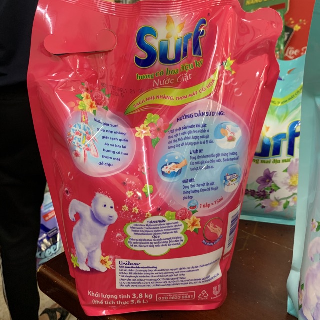 Nước Giặt Surf Túi 3,3kg Hương Hoa Cỏ Diệu Kỳ/Sương Mai Dịu Mát.