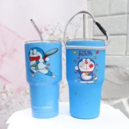 Ly giữ nhiệt inox 900ml hình doraemon, kitty tặng kèm ống hút và túi vải NPP Shoptido