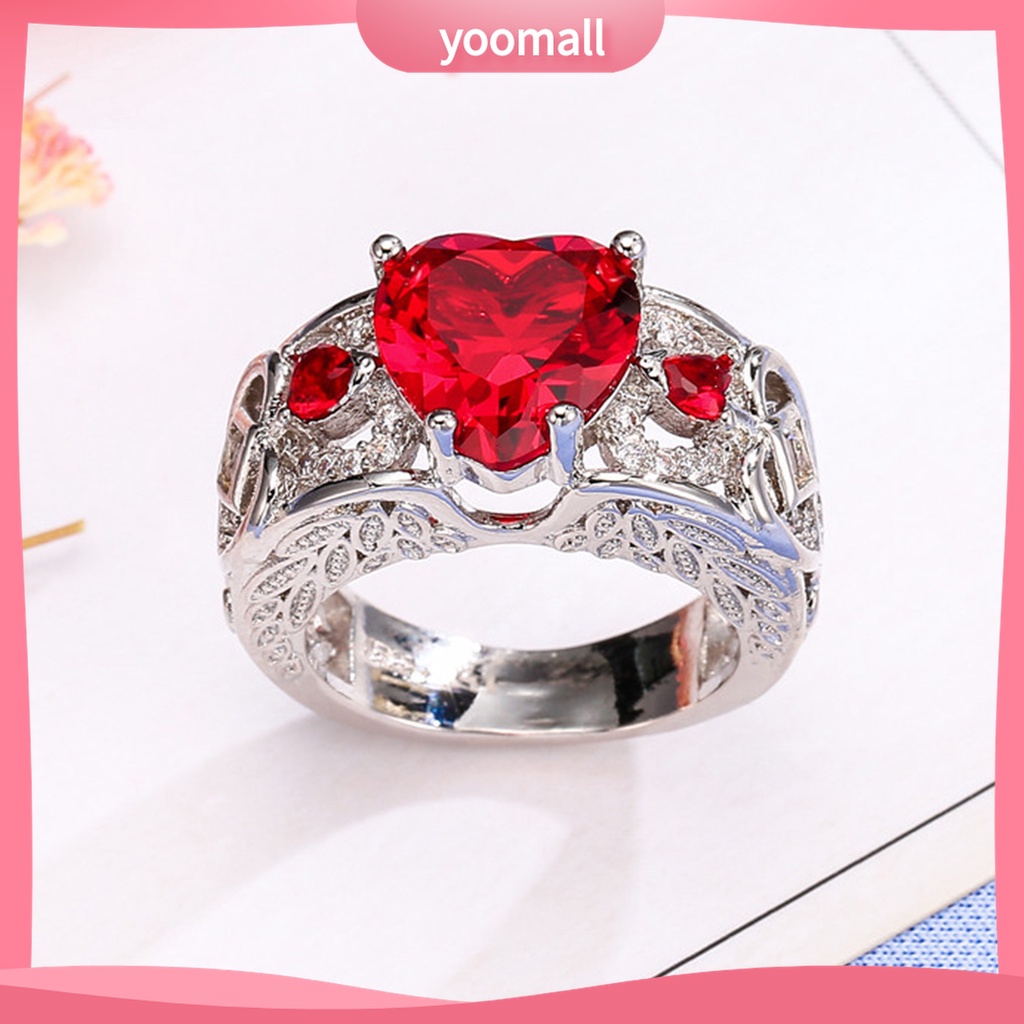Yomall♡ Nhẫn Hợp Kim Hình Trái Tim Phong Cách Châu Âu Lãng Mạn Cho Nữ