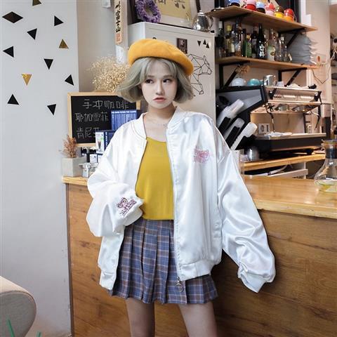 Áo Khoác Bomber Nữ Thêu Hoa Phong Cách Hip Hop