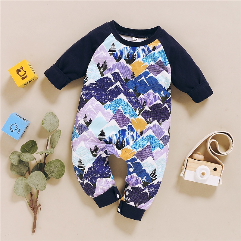 Áo Liền Quần Dài Tay Chất Liệu Cotton In Hình Cá Tính Dành Cho Trẻ Nhỏ Mới Sinh