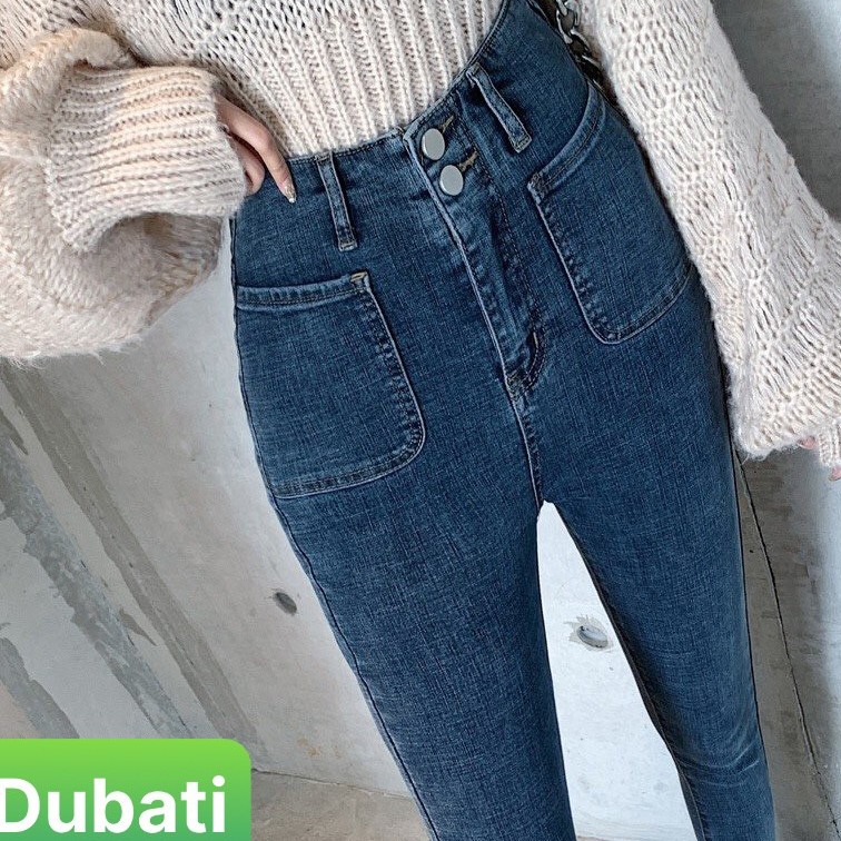 QUẦN JEAN NỮ ÔM DÁNG LUNG CAO, CHẤT JEAN CO GIÃN CHUẨN XỊN - DB 81
