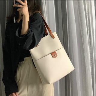 [SẴN ĐEN] Túi tote da có ngăn ngoài vừa A4 P044