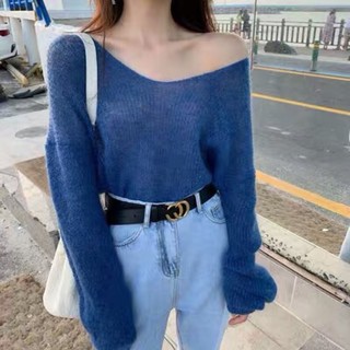 Áo len nữ mỏng cổ tim nhiều màu