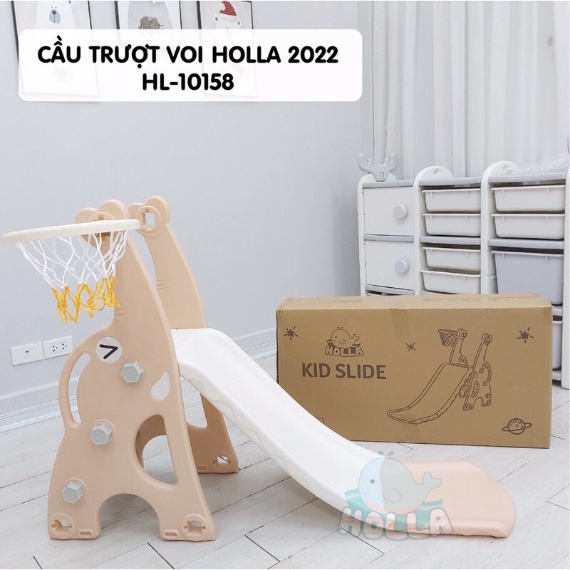 [Free Ship] Cầu trượt Holla cao cấp nhựa Pe nguyên sinh an toàn cho bé từ 1-6 tuổi tặng kèm bóng rổ