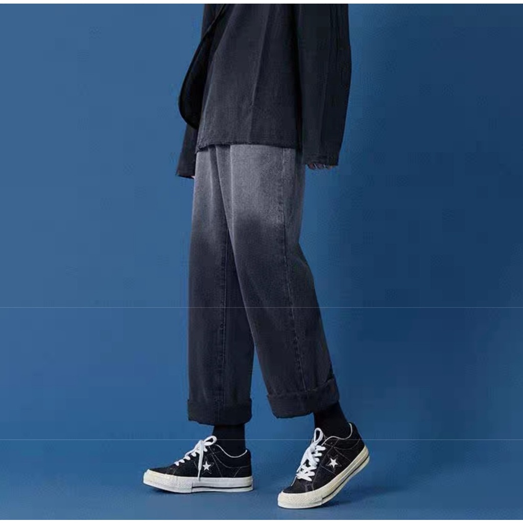 Quần Jean Nam Ống Rộng Phối Hai Màu Đẹp Cao Cấp Hàng Chuẩn Shop HOT TREND