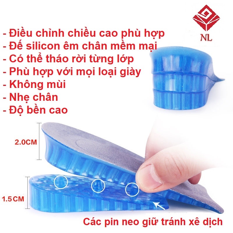 Lót Giày Silicon Tăng Chiều Cao Cho Nam Và Nữ - Đế Độn Giày Êm Chân Mềm Mại
