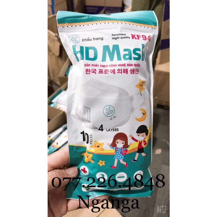 KHẨU TRANG 4D HD MASK KF94 Trẻ Em Kháng Khuẩn - Khẩu Trang An Toàn Cho Bé