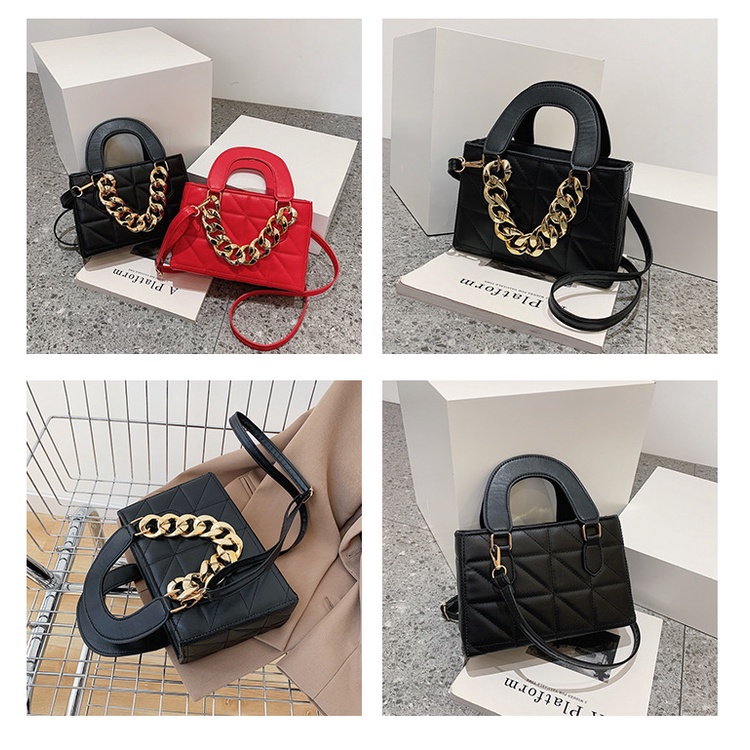 Túi Xách JASMIN NOIR Nữ Họa Tiết Caro Sang Trọng Phối Quai Xích Thời Trang