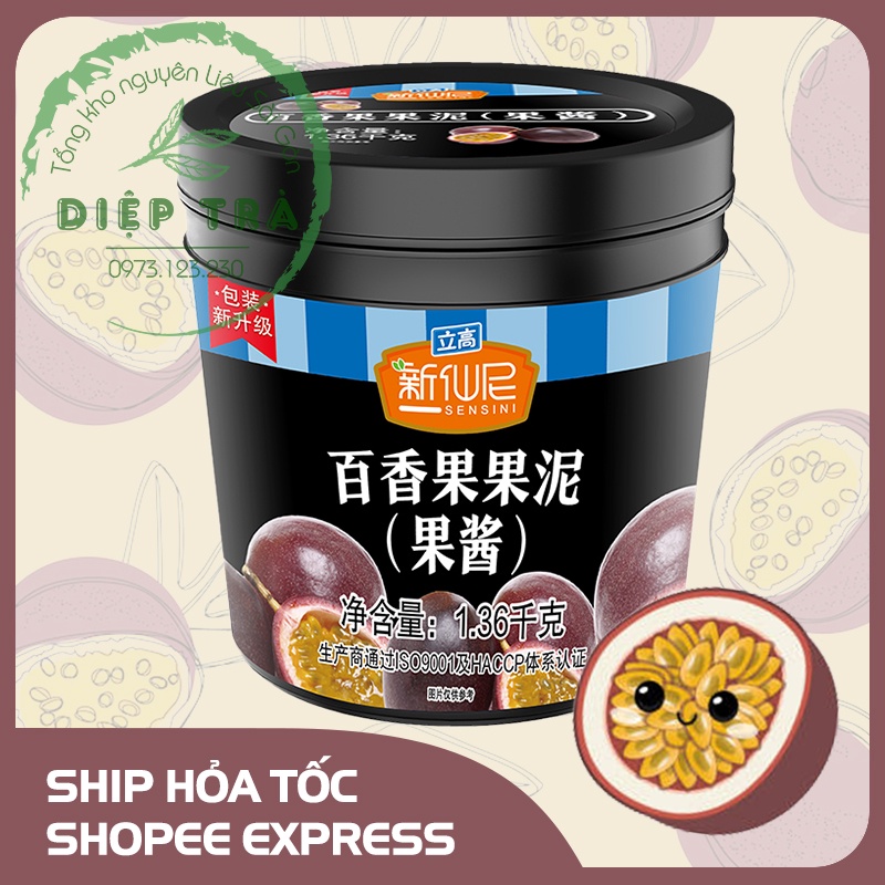 Mứt Nhuyễn Hoa Quả Sensini 1.36kg các vị: Xoài, Dâu, Đào, Cam, Việt Quất, Nhiệt Đới, Dứa Chanh Leo, Kiwi, Đào Vàng