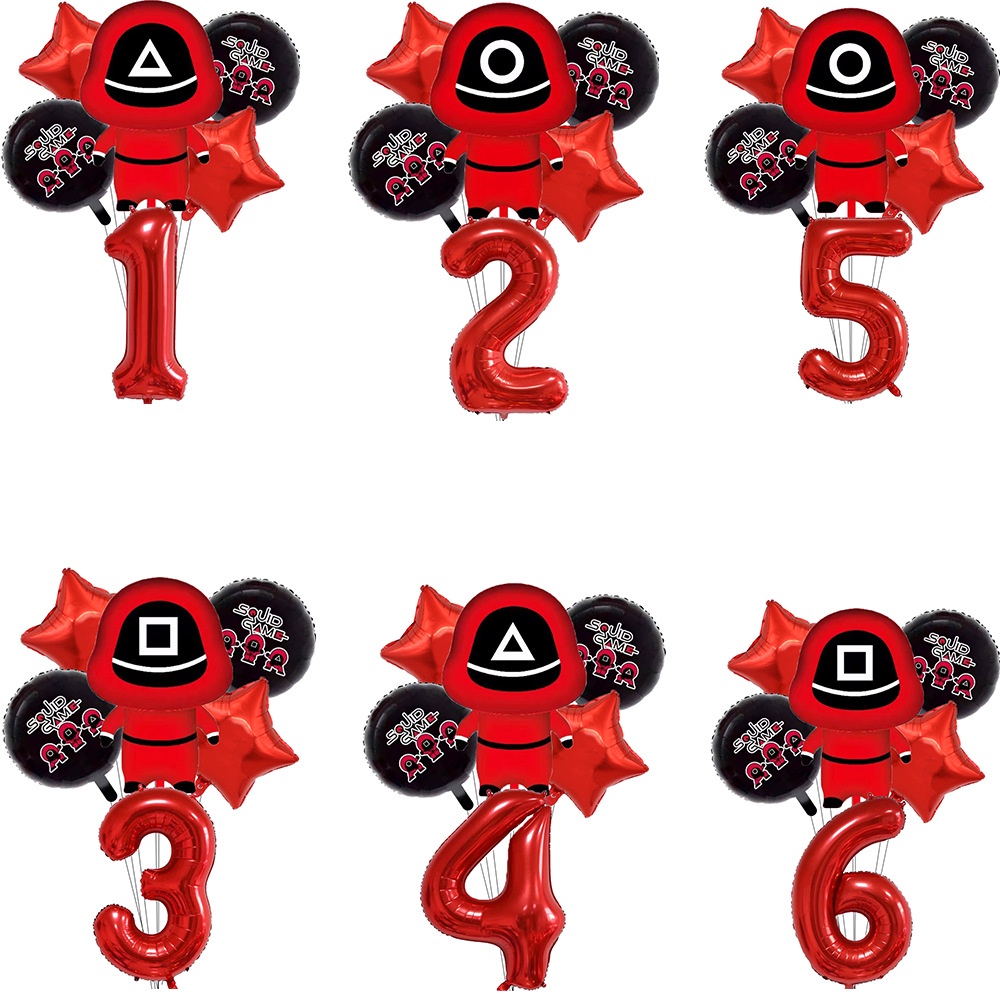 Bộ bóng bay chủ đề Squid Game chuyên dụng để trang trí tiệc sinh nhật