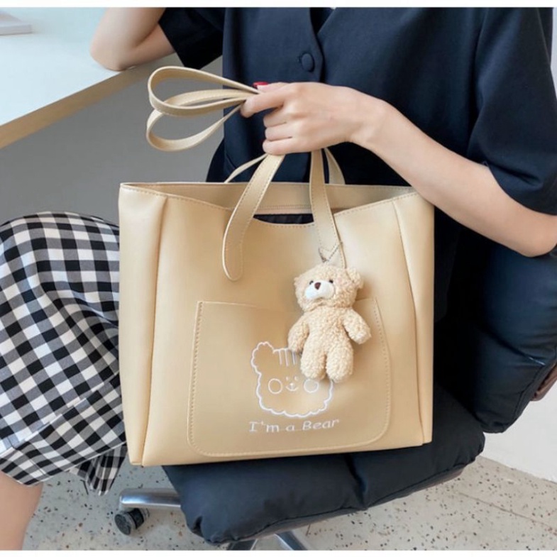 0Túi xách nữ tote công sở da pu mềm vừa A4 đeo vai đẹp thời trang đi học