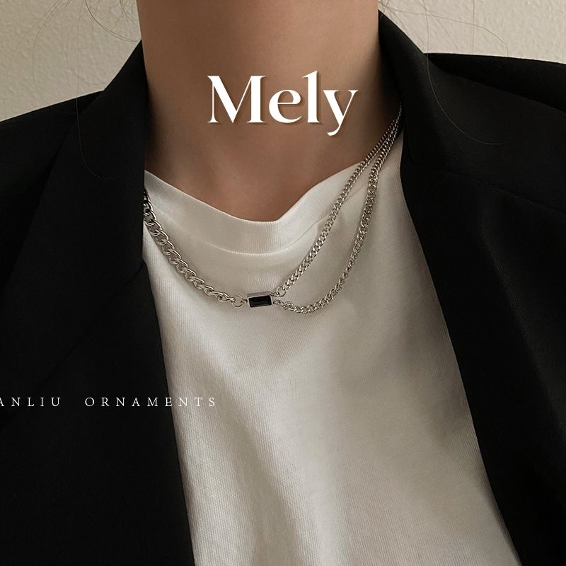 [KHÔNG ĐEN GỈ] Dây chuyền titan, vòng cổ unisex mắt xích sợi đôi đeo được 2 kiểu Mely TT43