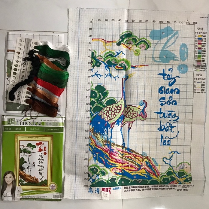 Tranh thêu chữ thập Thư pháp chữ THỌ