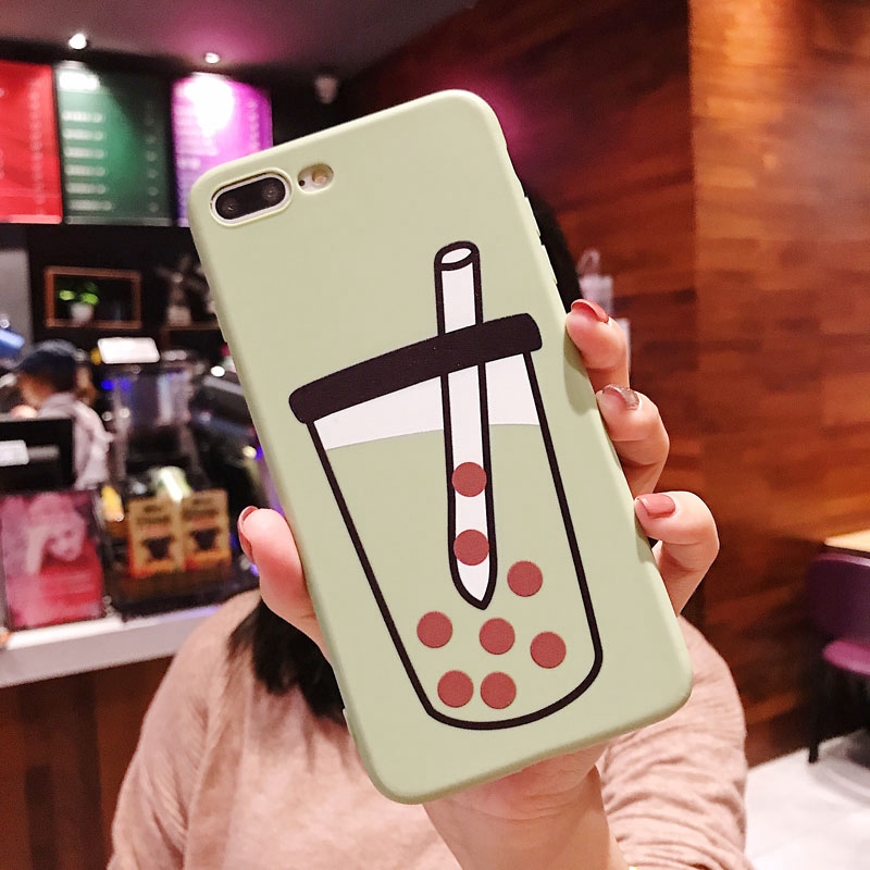 Ốp điện thoại bằng TPU dẻo in hình cốc trà sữa cho iPhone 6/6s 6plus/6splus 7/8 7plus/8plus X/XS XR XsMax | BigBuy360 - bigbuy360.vn