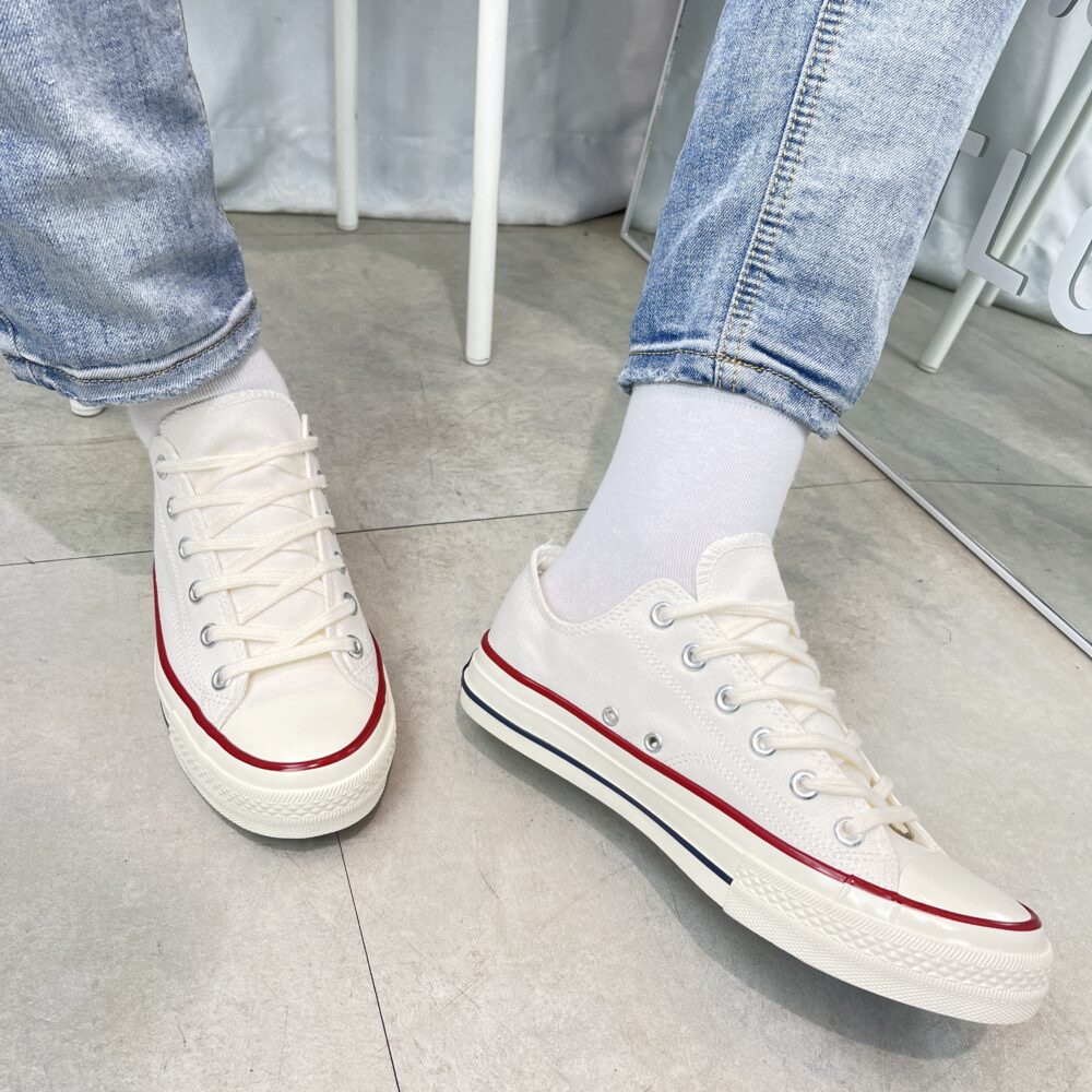 Giày Sneaker Vải Canvas Cổ Thấp Classic Trắng- Ảnh thật