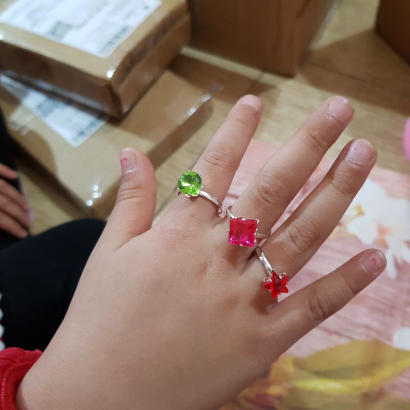 Set 12 nhẫn hợp kim đính đá nhân tạo giá sỉ cho bé