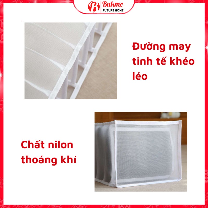 Túi vải chia ngăn đựng quần áo 7 ngăn size to Túi đựng quần jean Khay sắp xếp tủ quần áo chất liệu vải lưới