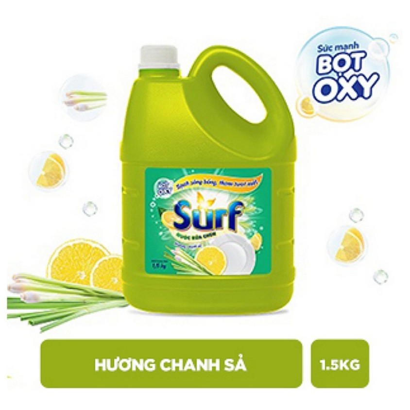 Nước Rửa Chén SURF Hương Chanh Sả Can 1.5kg 1.5 kg 1,5kg