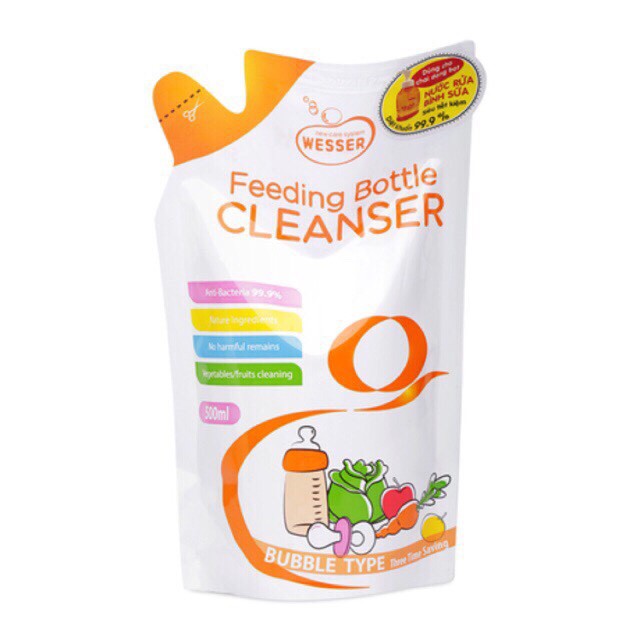 Nước Rửa Bình Sữa Wesser 500ml ( Túi)