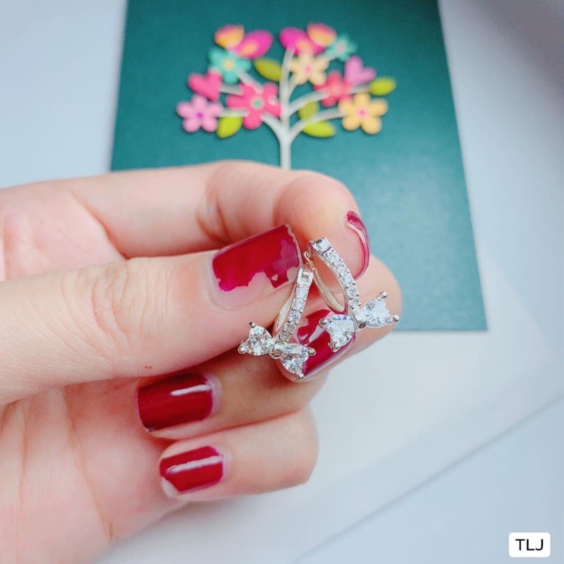 1 ĐÔI BÔNG TAI BẠC NỮ HÌNH NƠ