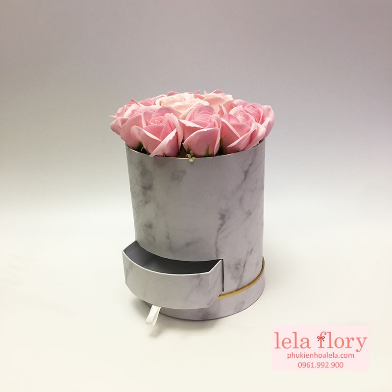Hộp trụ ngăn kéo vân đá cắm hoa, đựng quà - THH0043