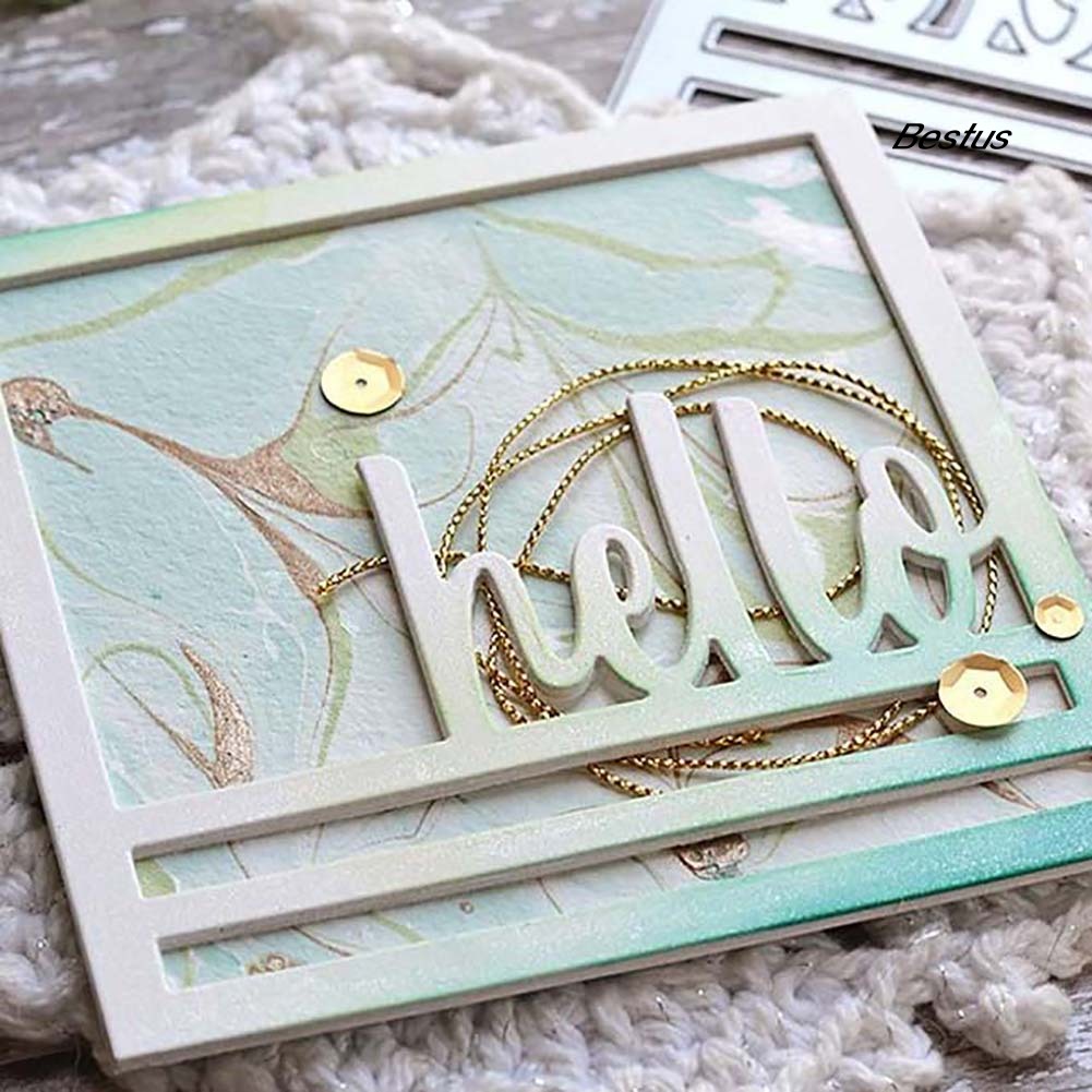 Khuôn Cắt Giấy Làm Từ Kim Loại Hình Chữ Hello Cách Điệu Trang Trí Scrapbook