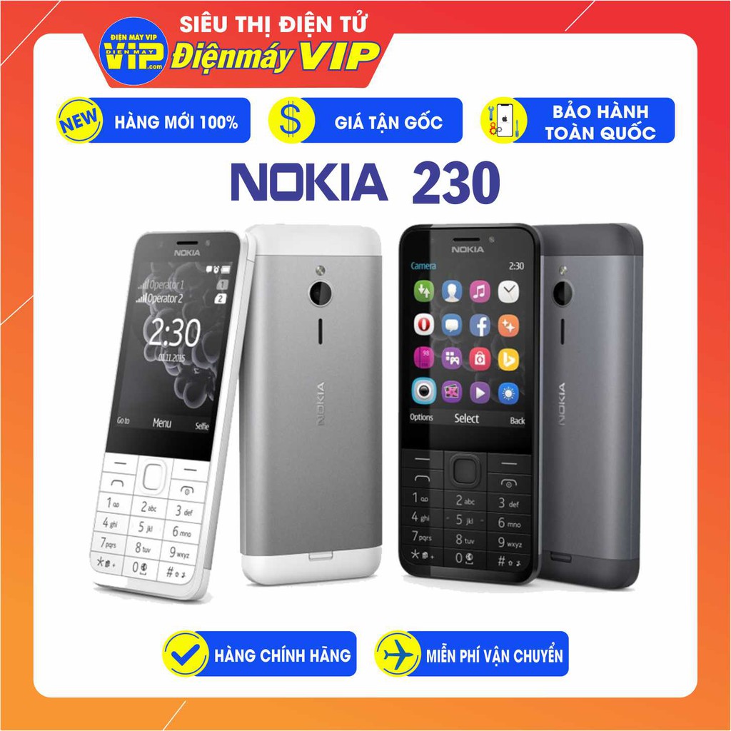 Điện Thoại Nokia 230 - Nguyên Seal - Mới 100% - Hàng chính hãng - BH 12 tháng TOÀN QUỐC