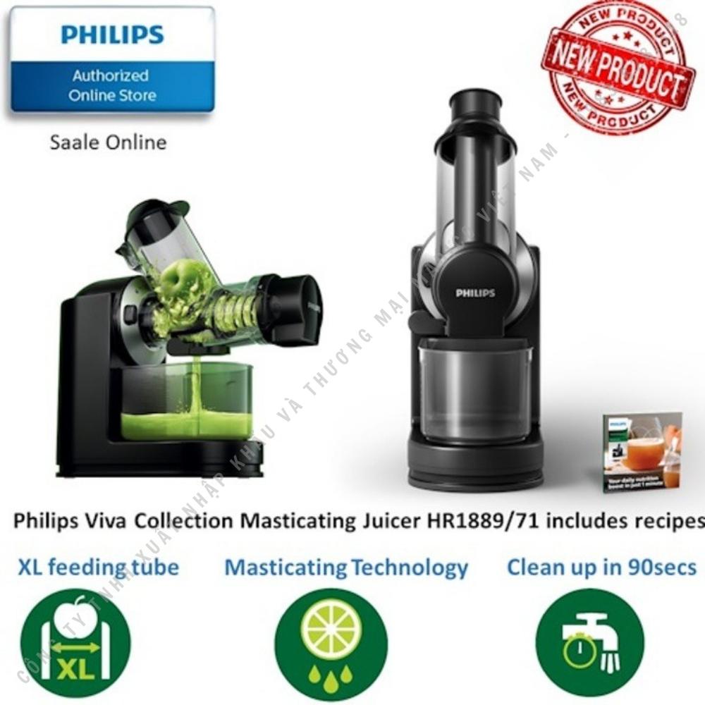 Máy ép chậm Philips ép trái cây, hoa quả HR1889/71 trục ngang 150W Bảo hành 24 tháng  - vo2_store