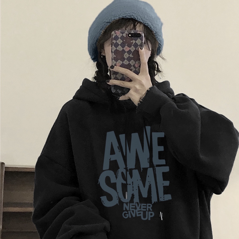 Áo Hoodie Cotton Dáng Rộng Thời Trang Mùa Đông Phong Cách Hàn Quốc Cho Nữ