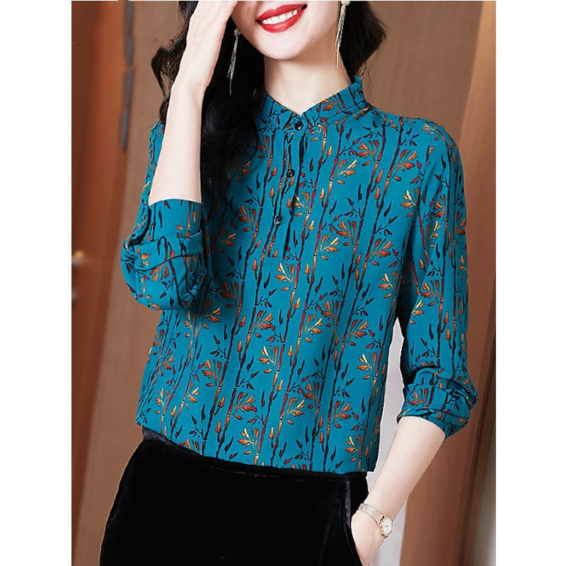 Áo Sơ Mi chiffon Họa Tiết Hoa Thời Trang Cho Nữ