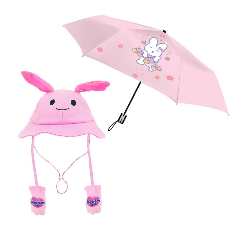 bộ quà tặng merries ô dù+ mũ