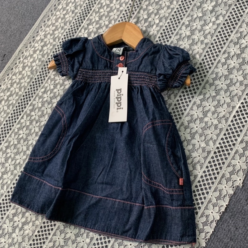 Váy bò mềm Pippi bé gái sơ sinh xuất dư