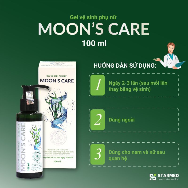 Gel vệ sinh phụ nữ MOON'S CARE 100ml - Công thức tối ưu cho ngày &quot; Đèn Đỏ &quot; - DR PAPIE / DR.PAPIE