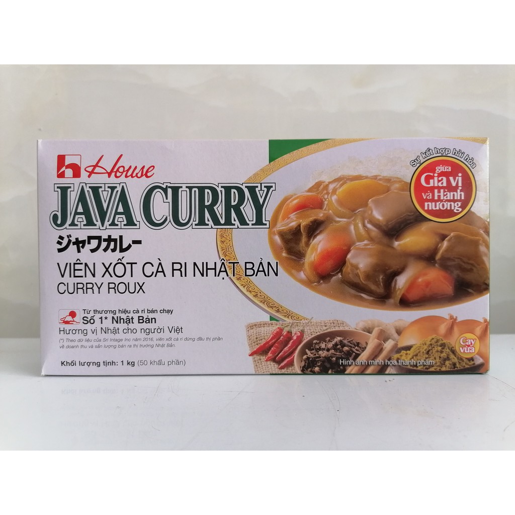 [HỘP LỚN 1 Kg] VIÊN XỐT CÀ RI (CAY VỪA) KIỂU Nhật Bản [VN] HOUSE FOODS Java Curry Roux (hty-hk)