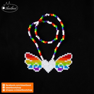 Vòng kandi trái tim cánh cầu vồng - vòng perler cánh cầu vồng - phụ kiện rave edm festival raver kandi perler DJ