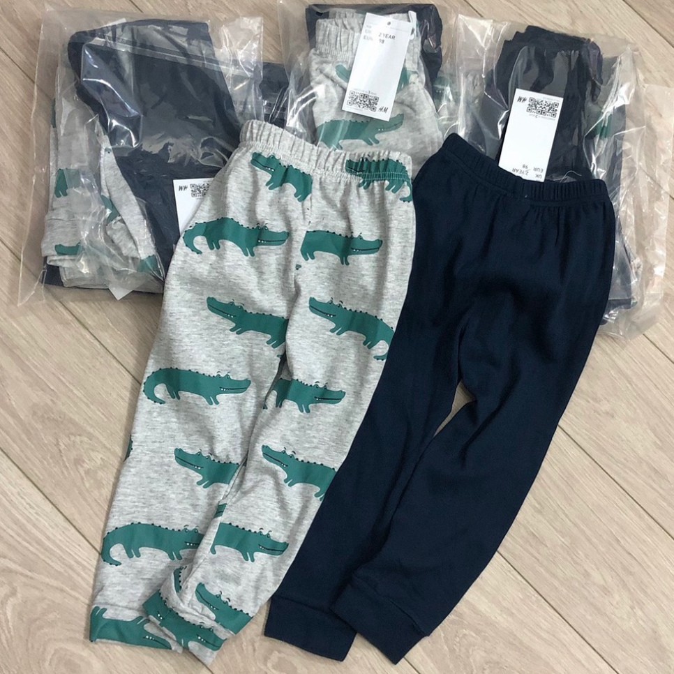 Quần thun dài bé trai - Set 2 quần thun dài Hm chất cotton cho bé trai size 1-6t