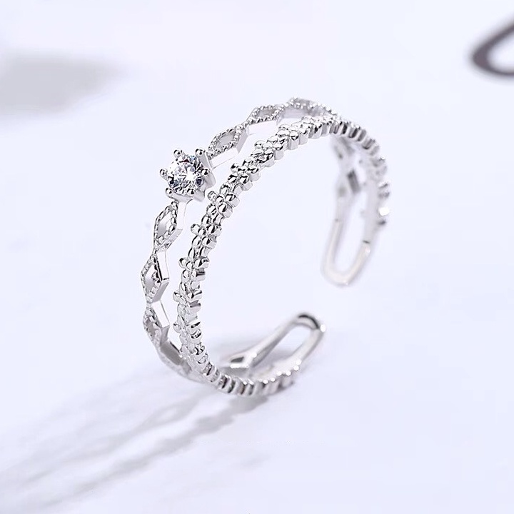 Nhẫn Bạc Nữ S925 Dạng Nhẫn Kép Điều Chỉnh Được Size - N2619 - Bảo Ngọc Jewelry