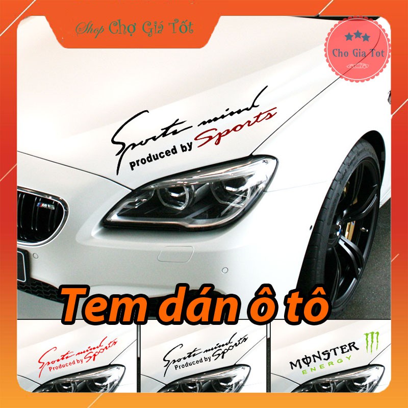 Tem Sport Mind dán nắp Capo ô tô (Nhiều Màu)